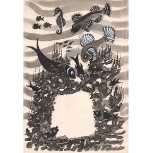 KRZEMIŃSKA Janina (1927-1996), [Zeichnung, 1980er Jahre] [Unterwasserwelt].