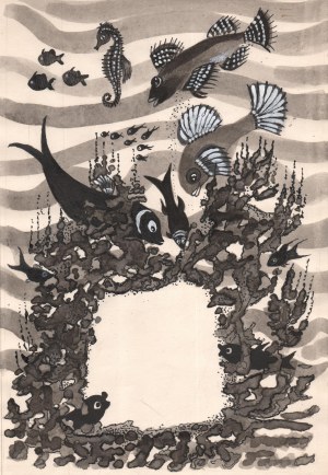 KRZEMIŃSKA Janina (1927-1996), [rysunek, lata 1980-te] [podwodny świat]