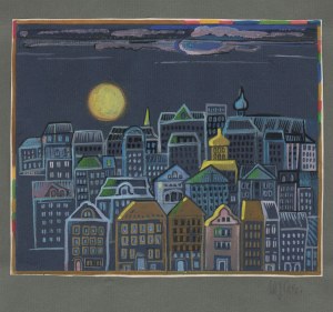 ŁUSZCZKIEWICZ-JASTRZĘBSKA Maria (ur. 1929), [rysunek, lata 1980] [miasto nocą]