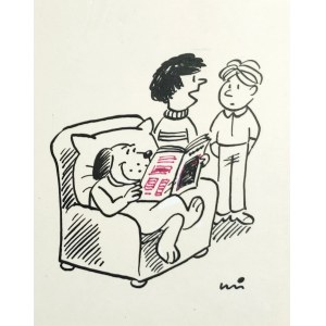 MIKLASZEWSKI Gwidon (1912-1999), [rysunek, lata 1980-te] [Pies] Tak jest od czasu, gdy mu przeczytałem w Płomyczku wiersz o psach!