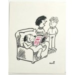 MIKLASZEWSKI Gwidon (1912-1999), [rysunek, lata 1980-te] [Pies] Tak jest od czasu, gdy mu przeczytałem w Płomyczku wiersz o psach!