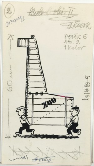 MIKLASZEWSKI Gwidon (1912-1999), [rysunek, lata 1980-te] [Przesyłka do Zoo]