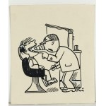 MIKLASZEWSKI Gwidon (1912-1999), [Zeichnung, 1980er Jahre] Mach den Mund nicht zu wie beim letzten Mal! [Zahnarzt]