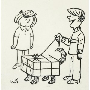 MIKLASZEWSKI Gwidon (1912-1999), [drawing, 1980s] This will be a surprise for Christmas!