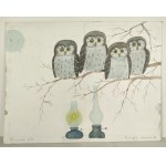 WOŹNIAK Przemysław, [drawing, 1986] [Four owls].
