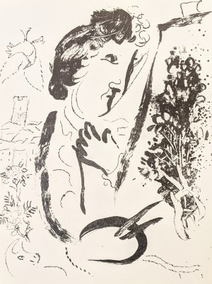 CHAGALL Marc (1887-1985), [grafika, 1963] [Autoportret] lub [Przed obrazem]