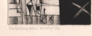ŁUSZCZKIEWICZ-JASTRZĘBSKA Maria (ur. 1929), [grafika, 1980] Przekreślony pejzaż