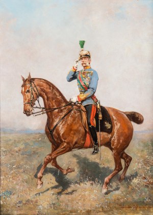 Tadeusz Ajdukiewicz (1852 Wieliczka - 1916 Kraków), Konny portret Cesarza Franciszka Józefa I