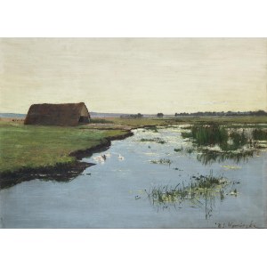 Michal Gorstkin-Wywiórski (1861 Warsaw - 1926 Berlin), On a marshy meadow