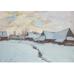 Abraham Neumann (1873 Sierpc - 1942 Kraków), Village in the Snow