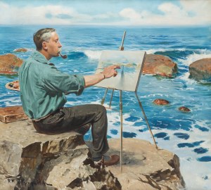 Feliks Michał Wygrzywalski (1875 Przemyśl - 1944 Rzeszów), Autoportret na tle morza