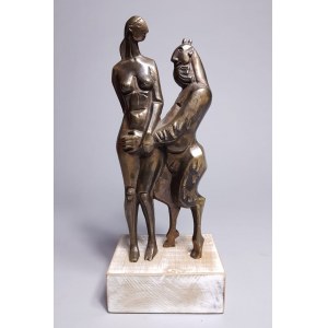 Robert Dyrcz, Frau und Satyr (Bronze, Höhe 25 cm. Einzigartig)