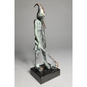 Jacek Cholewa, Pinocchio with a Wheel (Bronze, H. 21 cm. Edition 2/8)