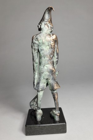 Jacek Cholewa, Pinokio z kołem (Brąz, wys. 21 cm. Edycja 2/8)