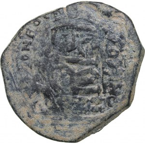 Byzantine Æ Follis - Overstrike - Phocas (602-610 AD)