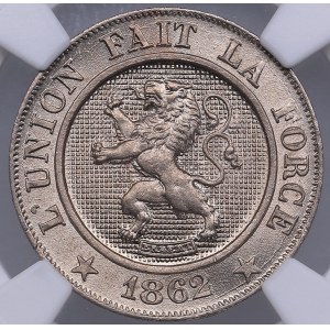 Belgium 10 centimes 1862 - NGC MS 67