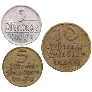 Danzig - Free City, Poland 5 pfennig 1923; 5, 10 pfennig 1932 (3)