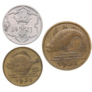 Danzig - Free City, Poland 5 pfennig 1923; 5, 10 pfennig 1932 (3)