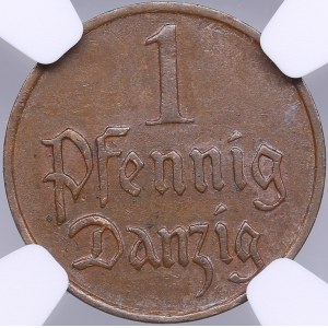 Danzig - Free City, Poland 1 pfennig 1929 - NGC AU 58 BN