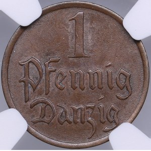 Danzig - Free City, Poland 1 pfennig 1937 - NGC MS 64 BN