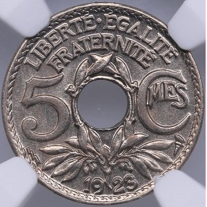 France 5 centimes 1923 - NGC MS 66