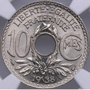 France 10 centimes 1938 - NGC MS 67