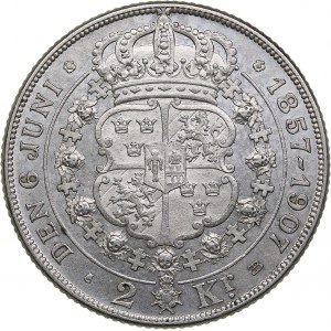 Sweden 2 kronor 1907 - Oscar II (1872-1907)