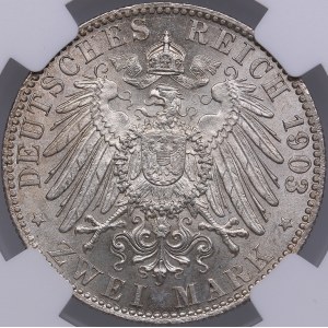 Germany, Hamburg 2 mark 1903 J - NGC MS 65