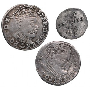 Lithuania, Poland 3 grosz 1582, 1585 & 2 denar 1566 (3)