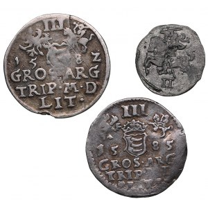 Lithuania, Poland 3 grosz 1582, 1585 & 2 denar 1566 (3)
