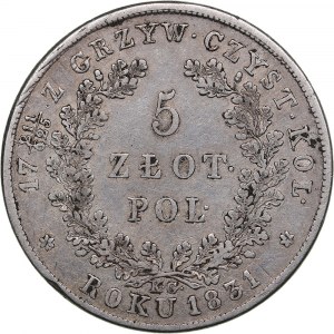 Russia, Poland Uprising (1830–1831) 5 zlotych 1831 KG