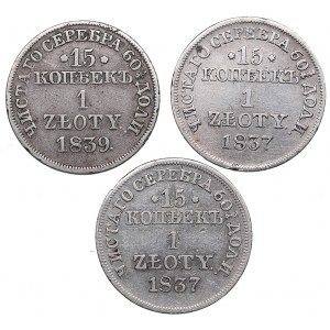 Russia, Poland 15 kopecks - 1 zloty 1837, 1839 MW (3)