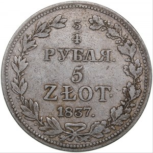 Russia, Poland 3/4 roubles - 5 zlotych 1837 MW