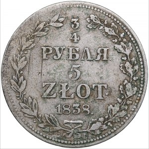 Russia, Poland 3/4 roubles - 5 zlotych 1838 MW
