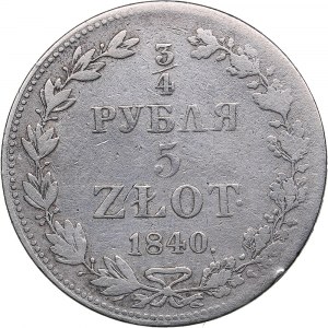 Russia, Poland 3/4 roubles - 5 zlotych 1840 MW