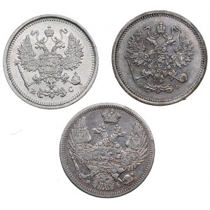 Russia 10 kopecks 1845, 1861, 1916 (3)