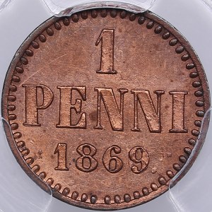 Russia, Finland 1 penni 1869/6 - PCGS UNC DETAILS Gold Shield