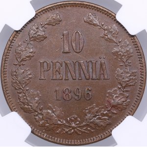 Russia, Finland 10 pennia 1896 - NGC MS 62 BN
