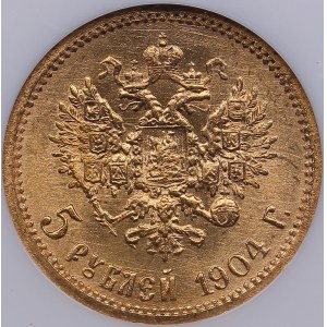 Russia 5 roubles 1904 АР - NGC MS 66