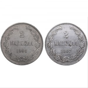 Russia, Finland 2 markkaa 1906, 1907 L (2)