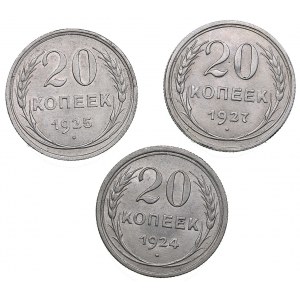 Russia - USSR 20 kopecks 1924, 1925, 1927 (3)