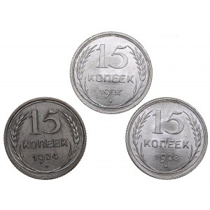 Russia - USSR 15 kopecks 1924, 1927, 1928 (3)