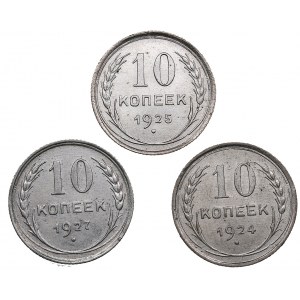Russia - USSR 10 kopecks 1924, 1925, 1927 (3)