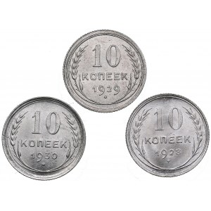 Russia - USSR 10 kopecks 1928, 1929, 1930 (3)
