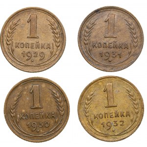 Russia - USSR 1 kopeck 1929, 1930, 1931, 1932 (4)