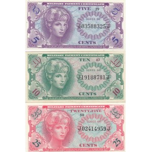 USA, MPC 5, 10, 25 cents 1965 (641 series)