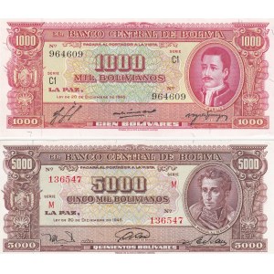 Bolivia 1000 & 5000 bolivanos 1945