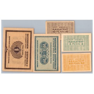 Estonia 1 marka & 50, 20, 10, 5 penni 1919 (5)