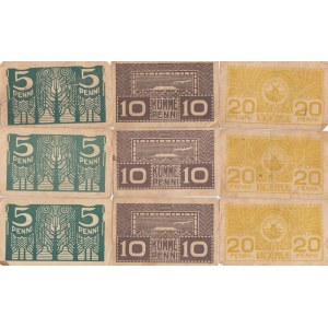 Estonia 5, 10, 20 penni 1919 (3 sets)