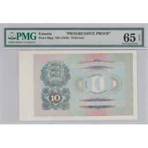 Estonia 10 krooni 1940 progressive proof - PMG 65 EPQ